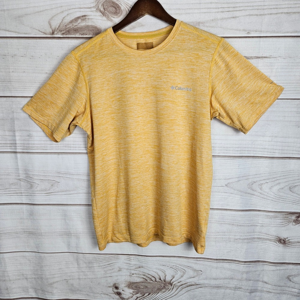 Columbia Mens Omni-Wick Short Sleeve T-Shirt Yellow Space Dye Active Performance